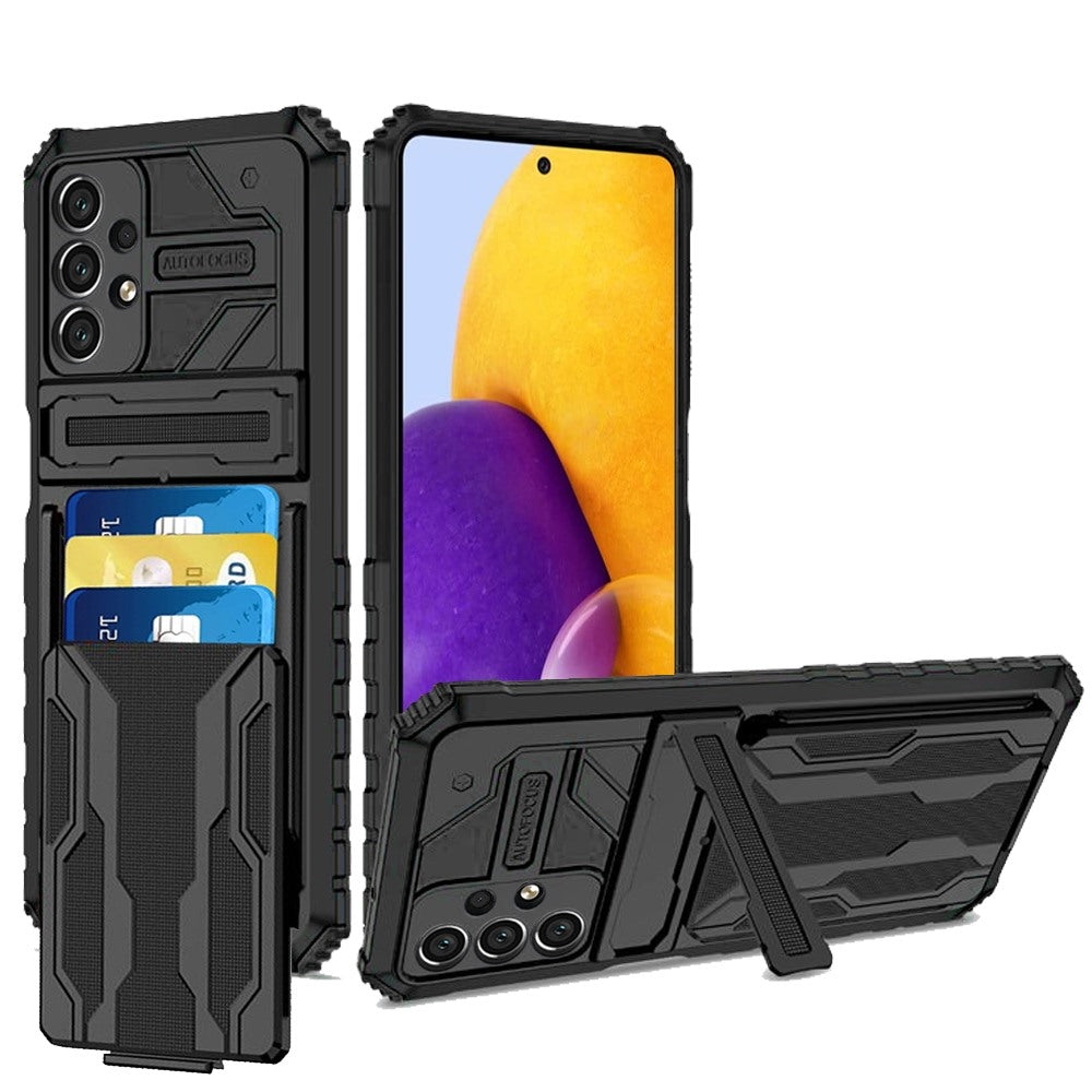 For Samsung Galaxy A73 5G Wallet Credit Card Holder ID Slot Hidden Back Pocket with Kickstand Dual Layer Hard Shell Hybrid  Phone Case Cover