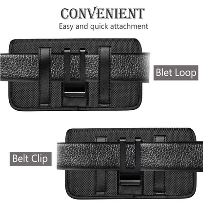 For Nokia C200 Pouch Case Universal Horizontal Canvas with Belt Clip Loop Holster Military Grade Cell Phone Holder Cover [Black]