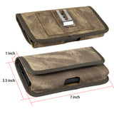For Samsung Galaxy A13 5G Universal Horizontal Cell Phone Case Fabric Holster Carrying Pouch with Belt Clip and 2 Card Slots fit XL Devices 7" [Brown Denim]