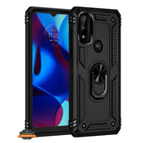 For Motorola Moto G Power 2022 Shockproof Hybrid Dual Layer PC + TPU with Ring Stand Metal Kickstand Heavy Duty Armor Shell  Phone Case Cover
