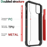 For Samsung Galaxy A02s Hybrid Aluminum Alloy Metal Clear Transparent Back PC TPU Bumper Shockproof Red Phone Case Cover