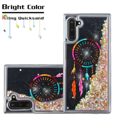 For Samsung Galaxy Note 10 (6.3) Quicksand Liquid Glitter Bling Hybrid Image Flowing Sparkle TPU Skin Dreamcatcher Phone Case Cover