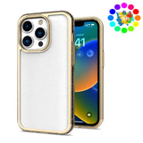 For Apple iPhone 11 (6.1") Electroplated Gold Frame Glitter Bling Transparent Hybrid Hard PC Rubber Shockproof  Phone Case Cover
