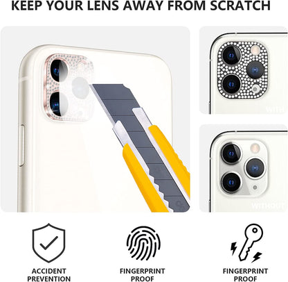 For Apple iPhone 14 Pro (6.1") Camera Lens Zinc Alloy With Diamond Bling Glitter Lens Protective Camera Decoration Rose Gold