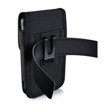 Universal Cell Phone Holster with Belt Clip & Card Slot Canvas Vertical Pouch Waist Carrying Case Fit Apple iPhone 14/13/12 Pro Max 6.7" & Most Phone XL [6.57 x 3.35 x 0.6 in] Universal Canvas Pouch [Black]