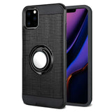 For Apple iPhone 13 (6.1") Hybrid Ring Stand Brushed with 360 Rotating Ring Magnetic Bracket Dual Layer TPU Armor Texture Rugged  Phone Case Cover