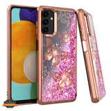 For Samsung Galaxy A03S Quicksand Liquid Glitter Bling Flowing Sparkle Fashion Hybrid TPU and Chrome Plating Hard PC  Phone Case Cover