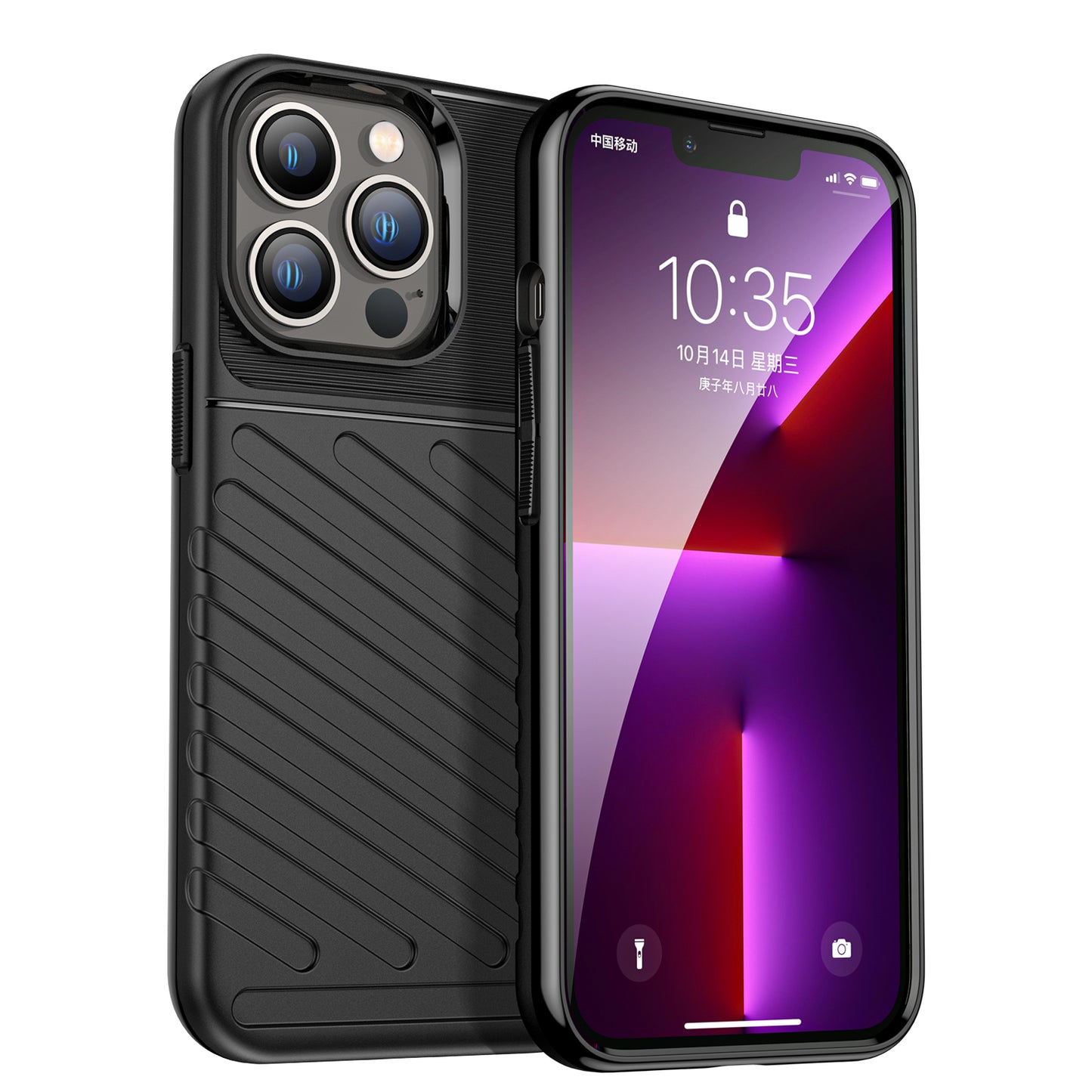 For Apple iPhone 14 Pro Max (6.7") Rugged Hybrid Silicone Gel TPU Bumper Texture Shockproof Anti Slip Protective Stylish  Phone Case Cover