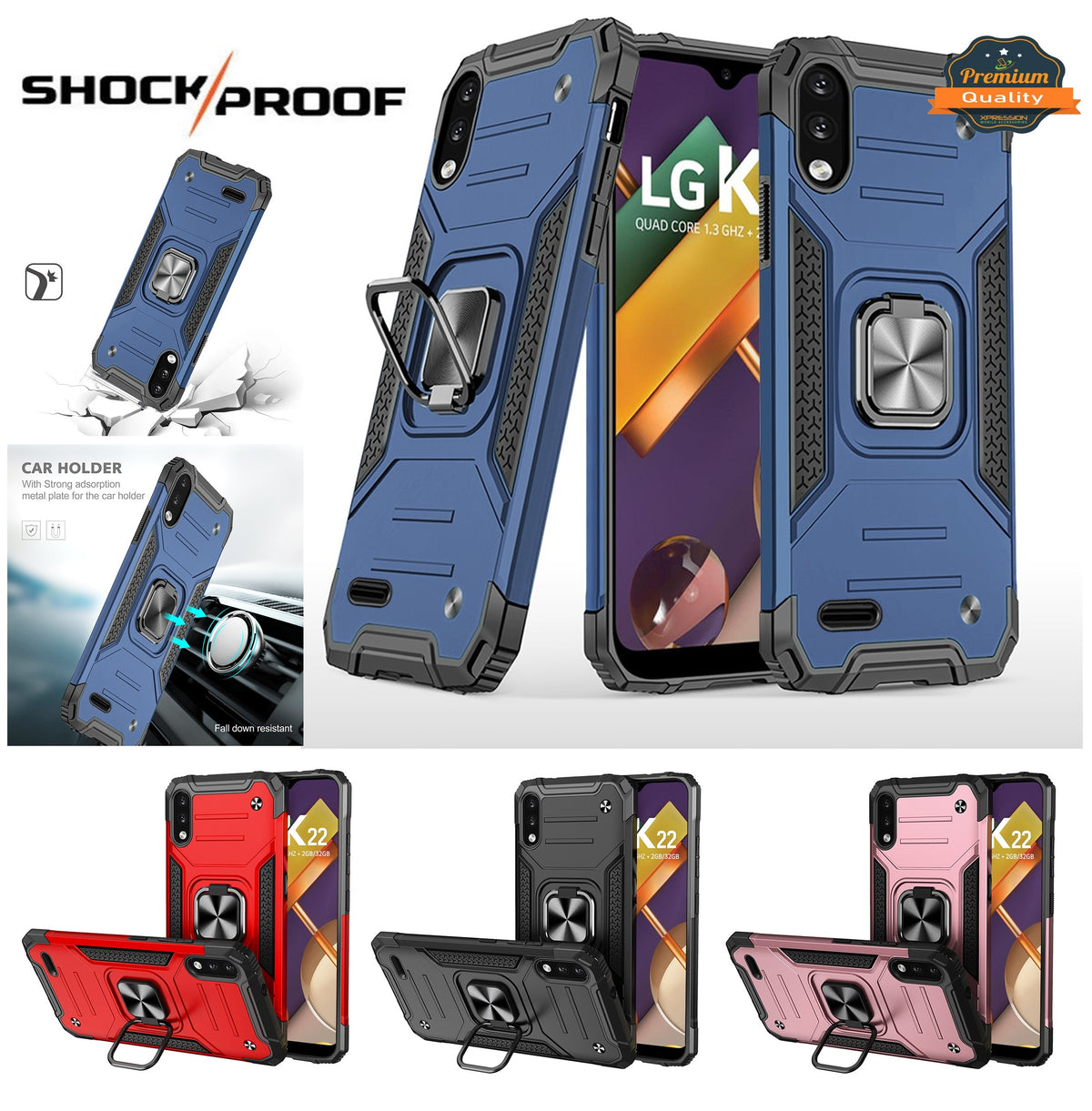 For Apple iPhone SE 3 (2022) SE/8/7 Armor Hybrid with Ring Holder Kickstand Shockproof 2in1 TPU + PC Rugged Dual Layer  Phone Case Cover