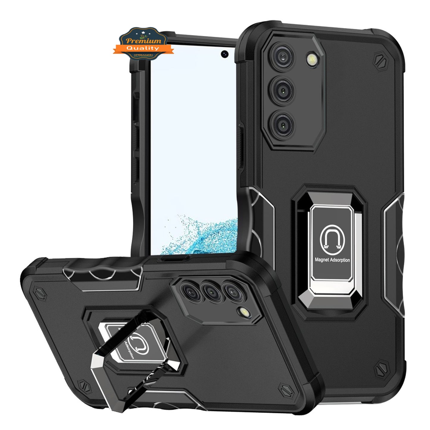 For Samsung Galaxy A33 5G Hybrid Hard PC Soft TPU Bumper with Magnetic Ring Stand Holder Military-Grade Drop Protection  Phone Case Cover