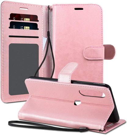 For Samsung Galaxy A23 5G Wallet PU Leather Pouch with Card Slots ID Money Pocket, Stand & Strap Flip Dual Layers Rose Gold Phone Case Cover