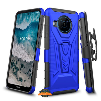 For Nokia X100 Hybrid Armor V Kickstand with Swivel Belt Clip Holster Heavy Duty 3in1 Stand Defender Shockproof Rugged  Phone Case Cover