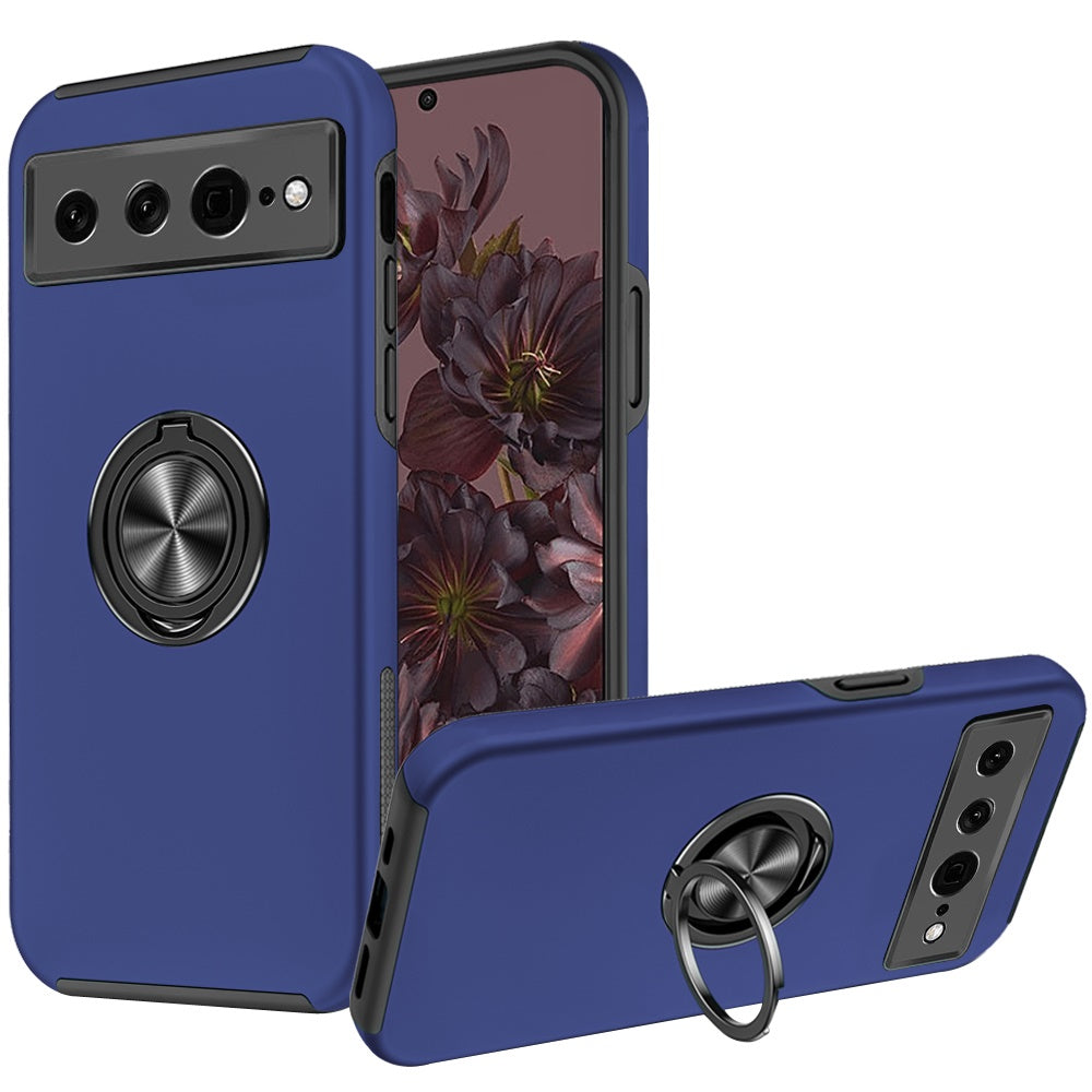 For Google Pixel 7/ 7 Pro Hybrid 360 Degree Rotatable Metal Invisible Ring Stand Holder Fit Magnetic Car Mount Ultra Slim Thin  Phone Case Cover