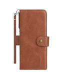 For Apple iPhone 8 Plus/7 Plus/6 6S Plus Wallet Case with Credit Card Holder, PU Leather Flip Pouch Kickstand & Strap Brown Phone Case Cover