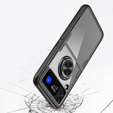 For Samsung Galaxy Z Flip 3 5G Clear Silicone Shockproof Tuff Hybrid Protection Cover Transparent TPU with Magnetic Ring Kickstand  Phone Case Cover