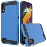 For Motorola Moto G Pure Hybrid Rugged Brushed Metallic Design [Soft TPU + Hard PC] Dual Layer Shockproof Armor Impact Slim Blue Phone Case Cover