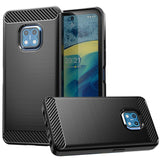 For Nokia XR20 Carbon Fiber Design Slim Fit Silicone Soft Skin Flexible Lightweight TPU Gel Rubber Absorbing Rugged Brushed Black Phone Case Cover