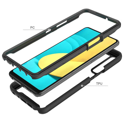 For Samsung Galaxy A73 5G Clear Dual Layer Rugged Bumper Frame Heavy Duty Hybrid Shockproof Rubber TPU Defender Black Phone Case Cover