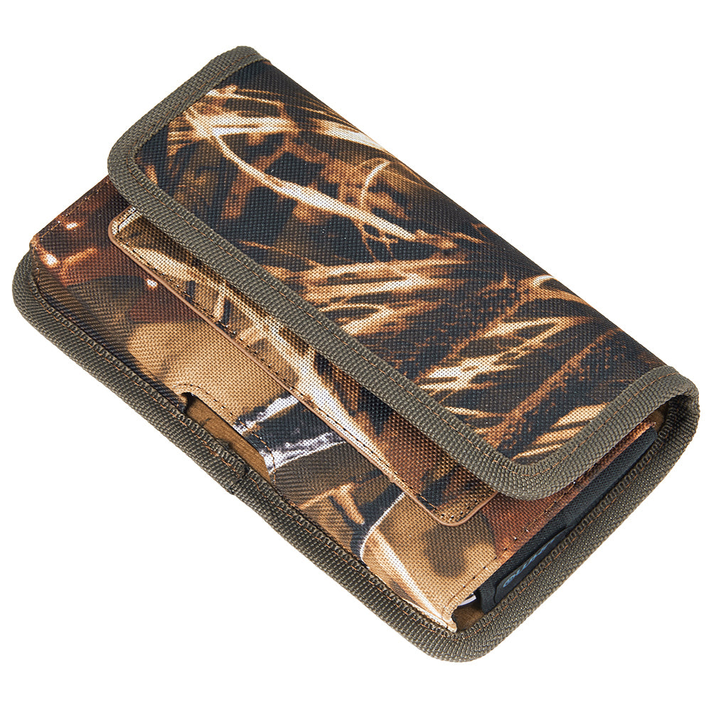 For Samsung Galaxy A22 5G, Boost Celero 5G Universal Horizontal Cell Phone Case Camo Print Holster Carrying Pouch with Belt Clip & 2 Card Slots fit Large Devices 6.3" [Camouflage]