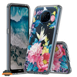 For Nokia X100 Floral Patterns Design Transparent Soft TPU Silicone Shock Absorption Bumper Slim Hard PC Back  Phone Case Cover