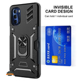 For Motorola Moto G Stylus 5G 2022 Invisible Wallet Credit Card ID Holder with Ring Stand Kickstand Slim Shockproof Hybrid  Phone Case Cover