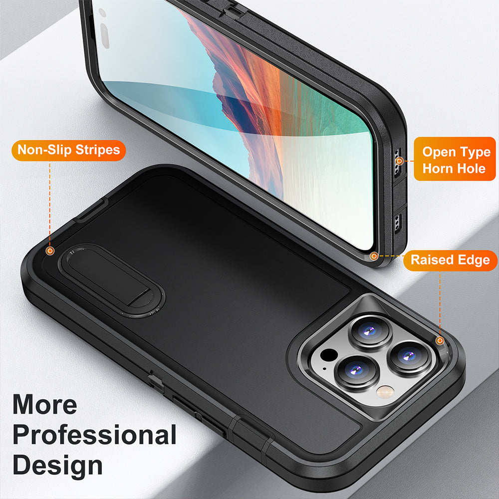 For Apple iPhone 14 /Plus Pro Max Hybrid Protective Hybrid Armor 3 in 1 Shockproof with Kickstand Heavy Duty Rugged  Phone Case Cover