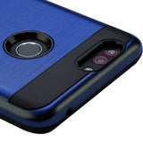 For ZTE Sequoia / Blade Z Max (Z982) Dual Layer Hybrid Armor Rubber TPU Hard PC Shockproof Rugged Texture Blue Phone Case Cover