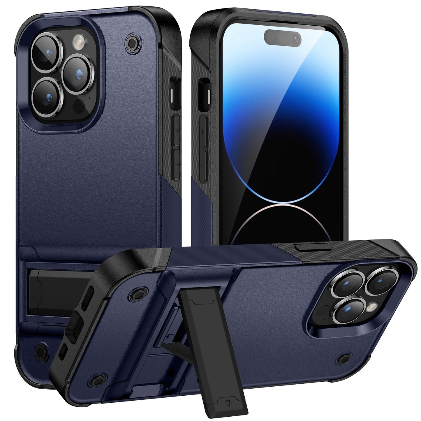 For Apple iPhone 13 Pro Max (6.7") Hybrid Stand Military Grade Anti Drop Protection Built-in Kickstand Hard PC TPU Armor  Phone Case Cover