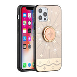 For Apple iPhone 13 Pro Max (6.7") Diamond Bling Sparkly Glitter Ornaments Engraving Hybrid Armor with Ring Stand Holder Fashion  Phone Case Cover