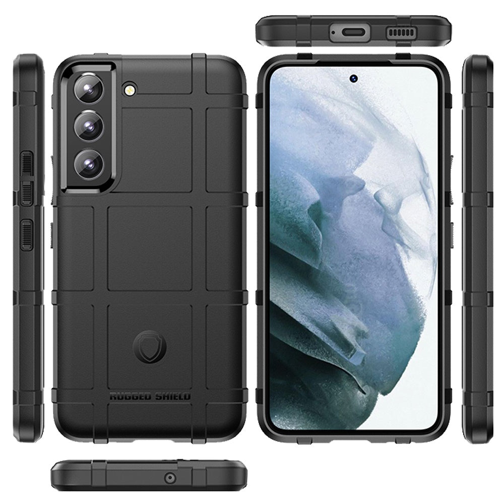 For Samsung Galaxy S22 Ultra Rugged Shield Hybrid TPU Thick Solid Rough Armor Tactical Matte Grip Gel Silicone Texture Black Phone Case Cover