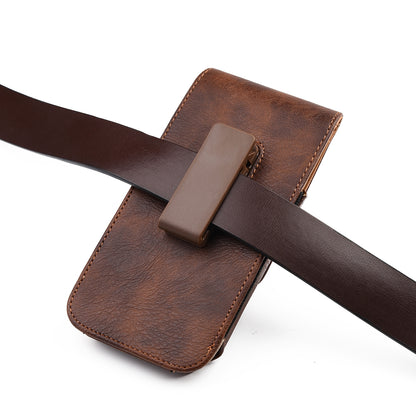 For Nokia C200 Universal Vertical Leather Case Holster with Card Slot, Rotation Belt Clip & Magnetic Closure Carrying Phone Pouch [Brown]