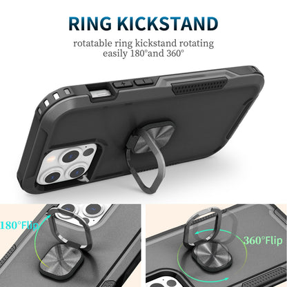 For Apple iPhone 14 (6.1") Heavy Duty 3in1 Magnetic Ring Kickstand Hybrid Shockproof Military-Grade Drop Protection  Phone Case Cover