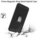 For Samsung Galaxy S22 /Plus Ultra Magnetic Ring Holder Rubber Hybrid Stand Kickstand Texture Rugged Armor Heavy Duty Military Grade  Phone Case Cover