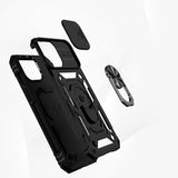 For Apple iPhone SE 3 (2022) SE/8/7 Case with Stand, Camera Lens Protection & 360° Rotate Ring, Shockproof, Soft Bumper Black Phone Case Cover