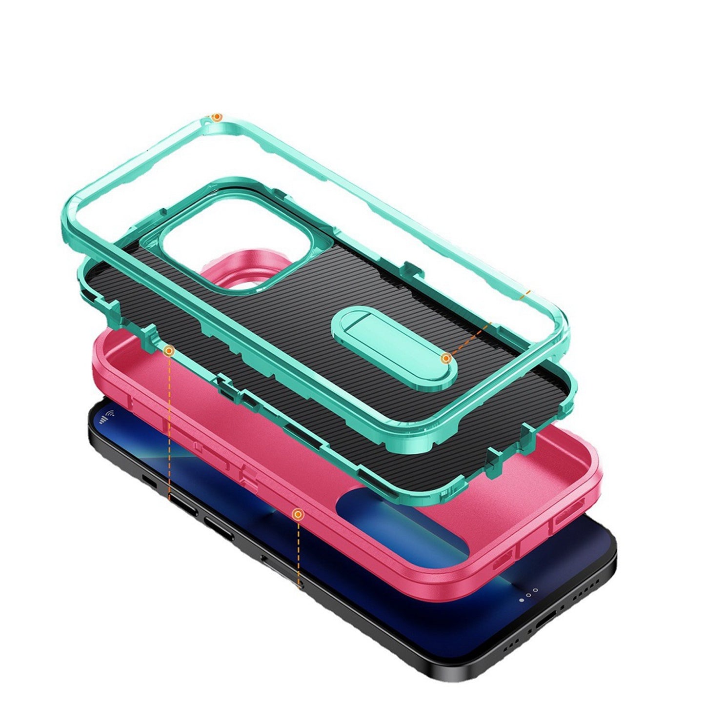 For Samsung Galaxy S22 /Plus Ultra Hybrid 3 Layers 3in1 Hard PC Shockproof with Kickstand Heavy Duty TPU Rubber Anti-Drop  Phone Case Cover