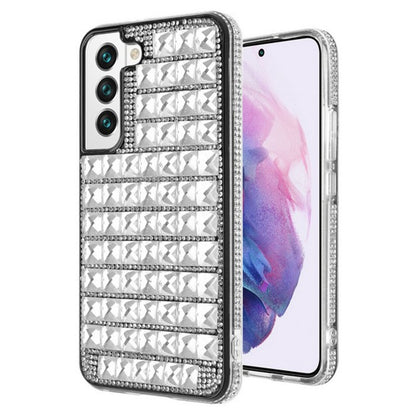 For Samsung Galaxy S22 Diamonds Sparkle 3D Crystal Glitter Bling Shiny Rhinestone Hybrid Bumper Hard Protective  Phone Case Cover