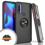 For Motorola Moto G Pure Finger Ring Stand Holder Kickstand Hybrid Frosted Matte TPU Hard PC Frame Shock-Absorption Thin  Phone Case Cover