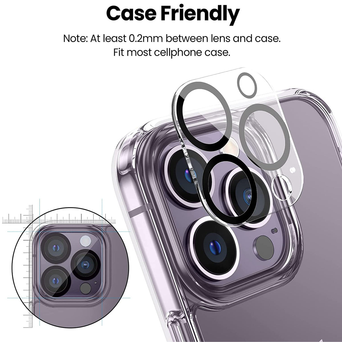For Apple iPhone 13 Pro (6.1") Tempered Glass Camera Lens Protector Ultra HD, 9H Hardness, Scratch Resistant Back Camera Protection Clear Screen Protector