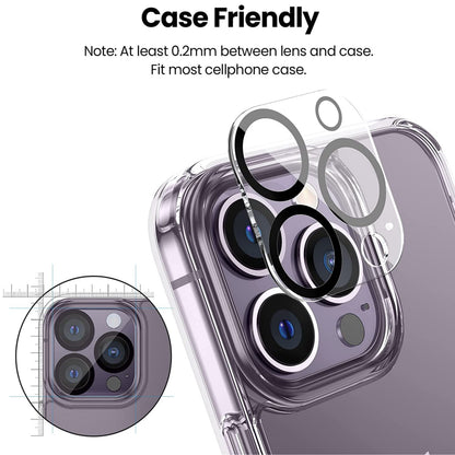 For Apple iPhone 13 Pro (6.1") Tempered Glass Camera Lens Protector Ultra HD, 9H Hardness, Scratch Resistant Back Camera Protection Clear Screen Protector