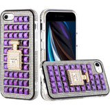 For Apple iPhone SE 2022 /SE 2020/8/7 Fashion Luxury 3D Bling Diamonds Rhinestone Jeweled Ornament Crystal Hybrid Hard  Phone Case Cover