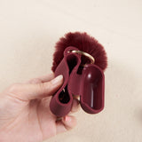 For Apple AirPods Pro 2 (2022) Silicone Skin Cute Fur Ball Ornament Keychain 3 in 1 Fashion Thick TPU Gummy Luxury Soft Protective Earphone