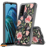 For Motorola Moto G Stylus 5G 2022 Floral Patterns Design Transparent Silicone Shock Absorption Bumper Hard PC Back  Phone Case Cover