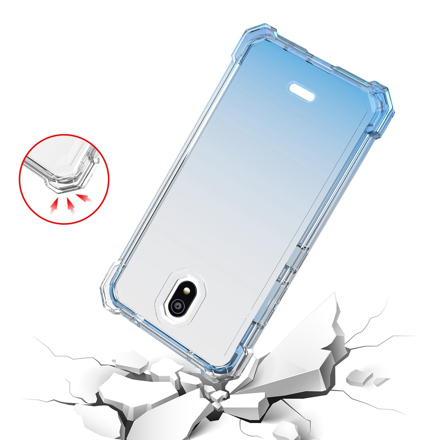 For Nokia C100 Clear Gradient Hybrid Thick Guard Shockproof Dual Layer Hard PC + TPU Bumper Frame Armor  Phone Case Cover