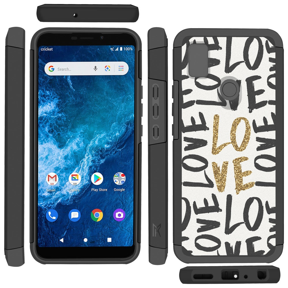 For Cricket Icon 4 Graphic Design Pattern Hard PC TPU 2in1 Tough Strong Hybrid Shockproof Armor Frame  Phone Case Cover