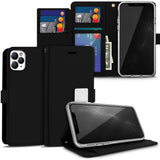 For Apple iPhone 11 Pro Max (6.5") luxurious PU leather Wallet 6 Card Slots Pocket folio Wrist Strap & Kickstand Pouch Flip  Phone Case Cover
