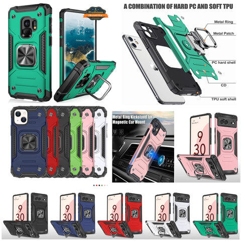 For Google Pixel 6 / 6 Pro Hybrid Dual Layer TPU and Hard PC Anti-Slip Full-Body Rugged Protective with Ring Stand Magnetic Kickstand  Phone Case Cover