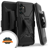 For TCL 20 XE Hybrid Belt Clip Holster with Built-in Kickstand, Heavy Duty Protective Shock Absorption Armor Defender Rugged Black Phone Case Cover