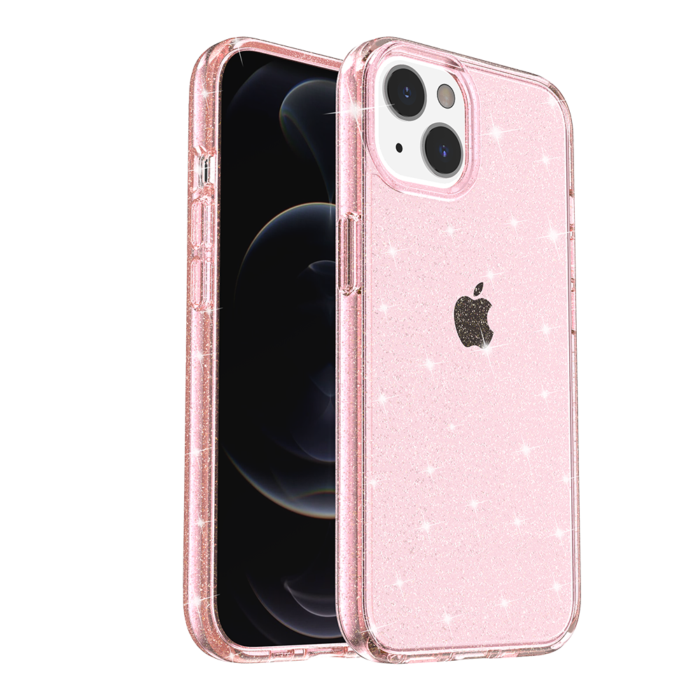 For Apple iPhone 11 (6.1") Transparent Glitter Shiny Sparkle Bling TPU Rubber Hard Back Hybrid Armor Frame Shockproof  Phone Case Cover