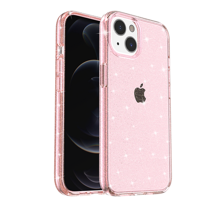 For Apple iPhone 11 (6.1") Transparent Glitter Shiny Sparkle Bling TPU Rubber Hard Back Hybrid Armor Frame Shockproof  Phone Case Cover