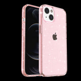 For Apple iPhone 13 Pro Max (6.7") Transparent Glitter Shiny Sparkle Bling TPU Rubber Hard Back Hybrid Armor Frame  Phone Case Cover